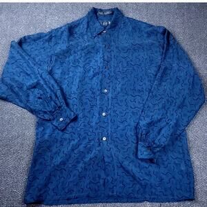Axis Home Furnishings Shirt Men's Size P/S Retro Geometric Silk Long Sleeve VTG